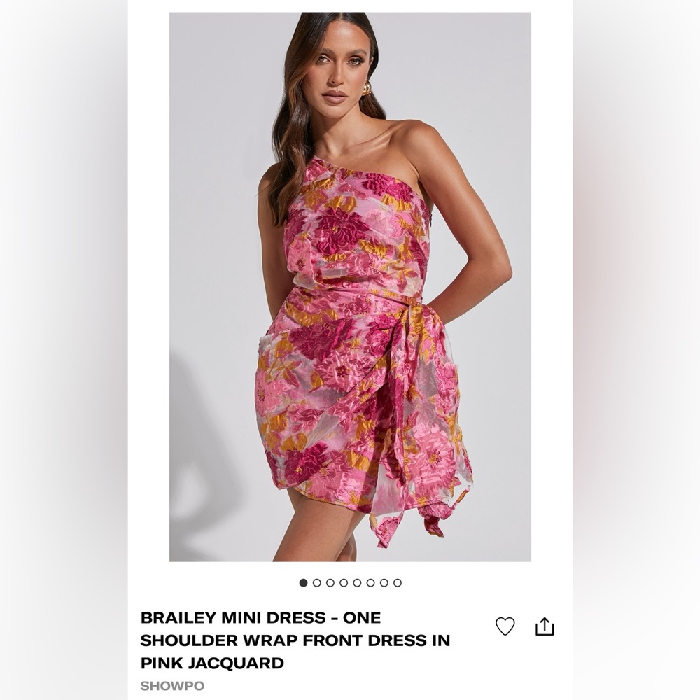 Showpo Pink Floral One Shoulder Dress